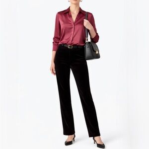 Brooks Brothers 346 Natalie Fit Black Velvet Straight Leg Luxe Pants Sz 8💛